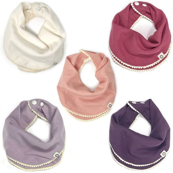 Pom Pom Bib Set – Organic Baby Bibs for Girls