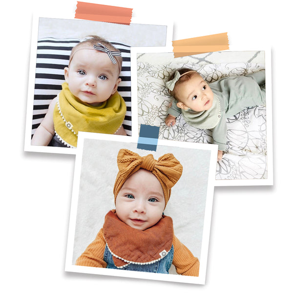 Pom Pom Bib Set – Organic Baby Bibs for Girls