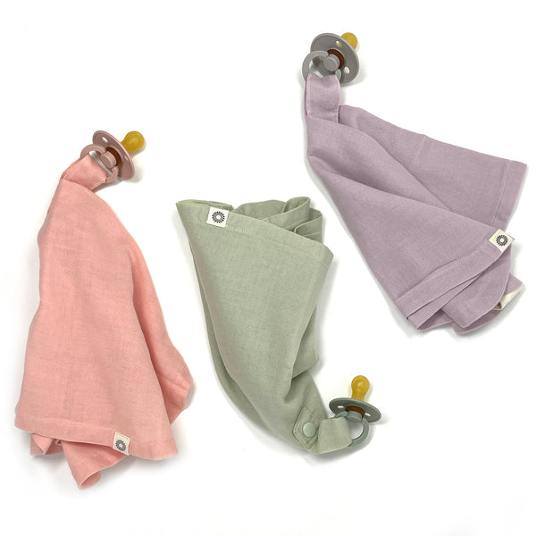 Organic Paci Blanket 3-Pack (Sage, Lavender, Peach)